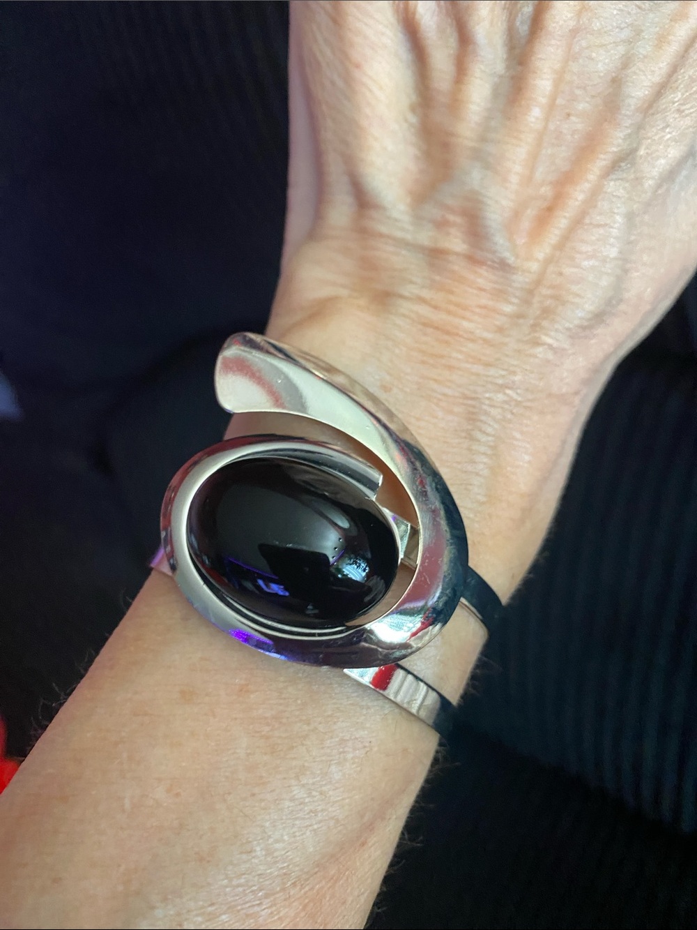 Black Stone Stainless Silver Bracelet Smartband